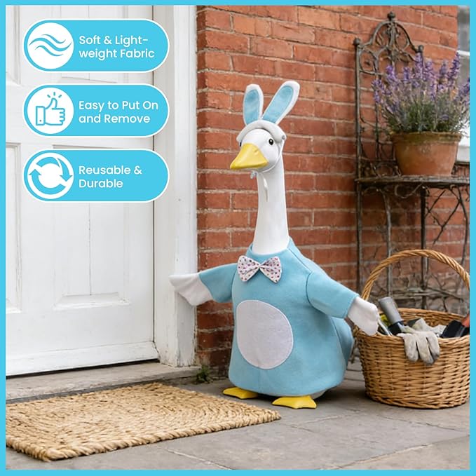 Independence Day Style Cute Outfit for 23-Inch Cement Goose – Outdoor Garden Yard Porch Decor