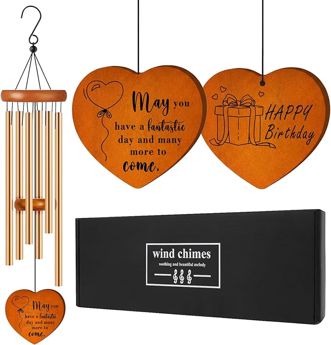 Birthday Gifts for Women, 25.5" Aluminum Wind Chimes for Outside with Heart Catcher, Unique Birthday Gifts for Mom, Grandma, Sister, Wife & Friend, Soothing Tone Wind Chime for Home Decor