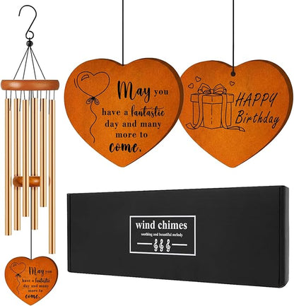 Birthday Gifts for Women, 25.5" Aluminum Wind Chimes for Outside with Heart Catcher, Unique Birthday Gifts for Mom, Grandma, Sister, Wife & Friend, Soothing Tone Wind Chime for Home Decor