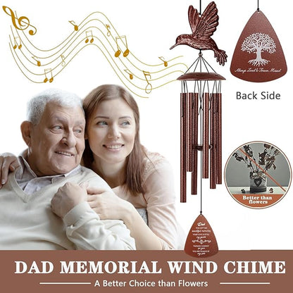 VENBEEL Dad Memorial Wind Chimes, Hummingbird Sympathy Gifts for Loss of Dad, Memorial Gifts for Father Bereavement Condolence Remembrance