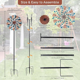 VEWOGARDEN Kinetic Wind Spinners Outdoor 13" Dia Metal Wind Spinner with Stakes Yard Art for Garden Patio Lawn Decorations, Blue & Antique Bronze