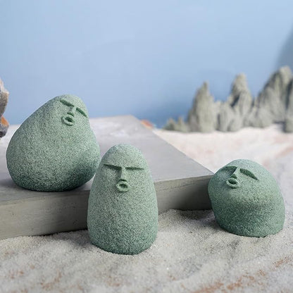 Cute Stone Primitive Man Figurine: Funny Stoneman Statue for Outdoor Decor, Carving Face Garden Home Decoration Fish Tank Ornament - Set of 3