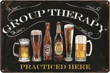 Bar Wall Decor Beer Signs Metal Tin Sign For Patio Backyard And Pool，Group Therapy Practiced Here Small Personalized Vintage Signs For Home Decor Art Outdoor Decorations 8x12 Inch