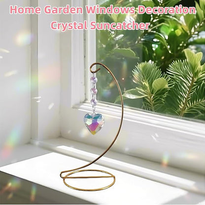 Sun Catcher Crystal Prisms,Hanging Suncatchers with Glass Prism,Birthday for Women,Mom,Wife,Rainbow Maker Ornaments with Stand for Windows Garden Home Decor