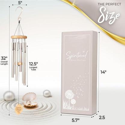 Beautifully Packaged Pearl Memorial Wind Chimes for Loss of Loved One - Tranquil Sounding Sympathy Wind Chimes for Outside in Memory of a Loved One - Ideal as a Sympathy Gift & Memorial Gifts (32")