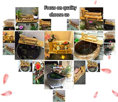 Solar Water Fountain, Outdoor Water Fountain with Water Pump, Feng Shui Zen Bamboo Fountain, Japanese Garden Decoration, for Bird Bath, Pond, Fish Tank