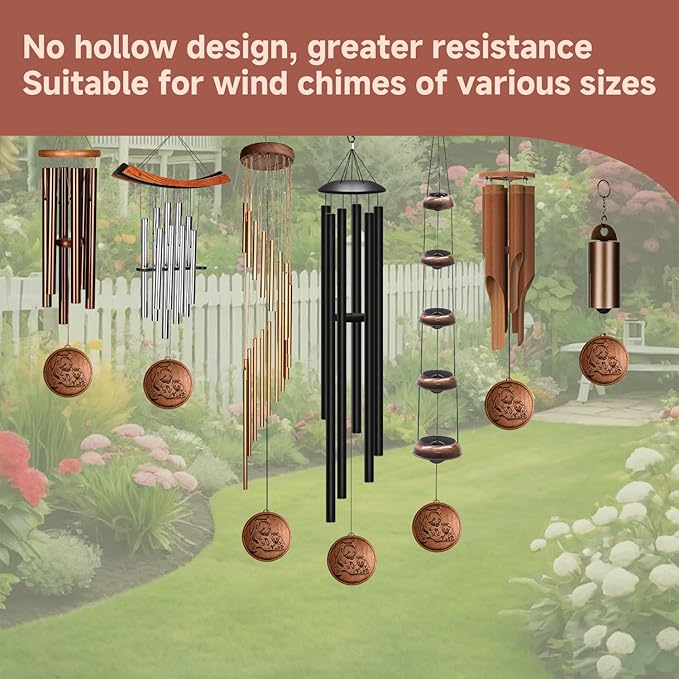 Replacement Wind Catcher, Circular Vintage Panda Decor with 16.4FT Nylon Cord, 1MM Thick Metal Wind Chime Replacement Parts for Wind Chimes, Hanging Decoration Ornament for Garden, Patio, Tree