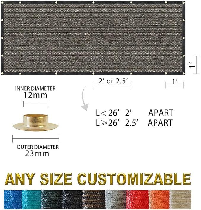 Houssity Brown 3' x 43' Balcony Deck Fence Privacy Screen Cover Panel Shade Cloth Fabric for Chain Link Fence Patio Pool Railing Driveway Walkway Porch Playground Dog Kennel Residence Commercial Use