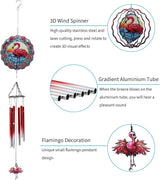 Flamingo Wind Spinner Chimes Outdoor - Hanging Garden Decor with Spinning Flamingo, Metal Wind Chimes for Patio, Yard, Backyard - Birthday Housewarming Gifts for Women/Mom/Grandma