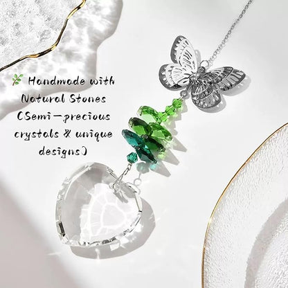 Crystal Sun Catcher for Car, Car Charms for Rear View Mirror, Butterfly Hanging Ornamentcar Sparkling Crystal Prism Decor, Cars Accessories for Women