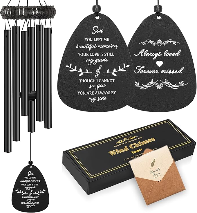 Soopau Sympathy Gifts for Loss of Son, Memorial Wind Chimes for Loss of Son, Grief Wind Chimes Son, Bereavement Condolence Funeral Gifts for Loss of Son, Windchimes in Memory of A Loved Son