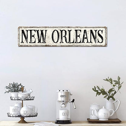 Madcolitote Rustic New Orleans Wood Signs New Orleans Custom Street Sign Vintage Country Wood Plaque Farmhouse Wall Art Wall Decor for Home Man Cave Gate Garden Bars Cafes 4x18in