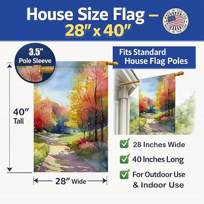 Caroline's Treasures North Carolina Dogwoods in Watercolor House Flag Large Porch Sleeve Pole Decorative Outside Yard Banner Artwork Wall Hanging, Polyester, House Size, Multicolor