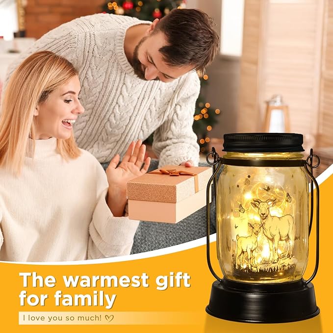 kyoryuger Goat Gifts for Women/Men Goat Solar Lanterns Mom Birthday Animal Lovers Lantern Animal Memorial Lights Solar Garden Decoration for Yard, Patio,Backyard,Porch Torches