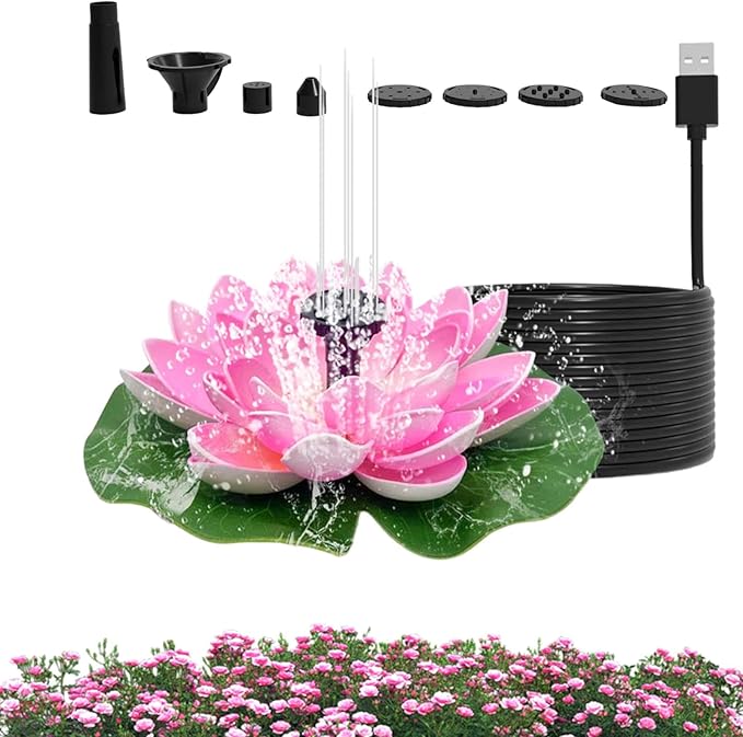 Solar Fountain Bird Bath - Stunning Pond Fountain, Unique Shape | Versatile Water Fountain with Nozzles, Excellent Option for Beautifying Outdoor Areas, Pools, and Encouraging Wildlife Visit