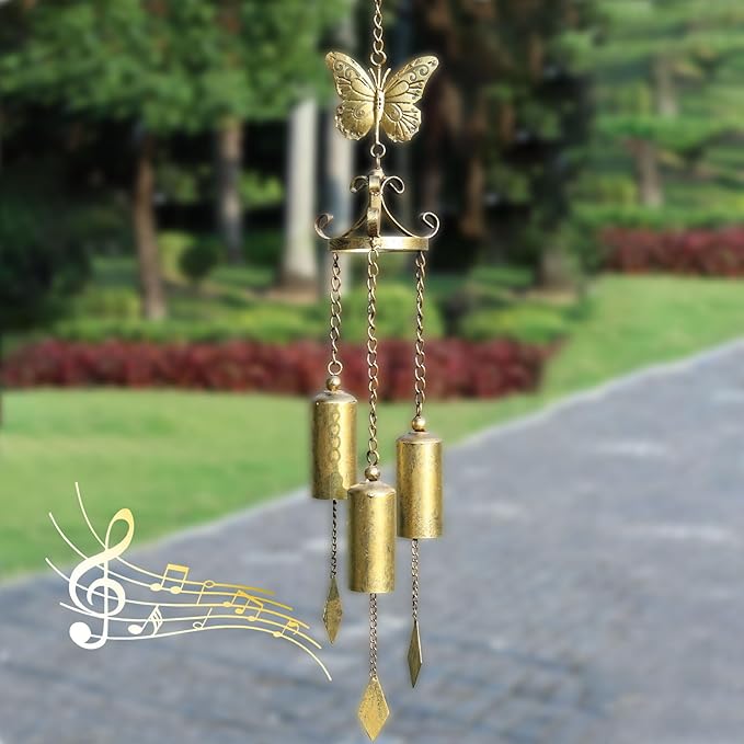 Outdoor Wind Chimes, Butterfly Wind Chimes, cast Iron Craft. for Terrace Garden Decoration, Home Gifts.