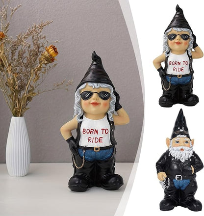 Motorcycle Garden Gnome Statue for Outdoor Decor, Durable Weather-Resistant Biker Gnome Sculpture for Patio, Lawn & Garden Decor, Unique Gift for Motorcycle Enthusiasts