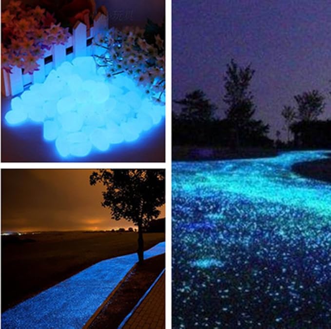 Glow in the Dark Garden Pebbles Stone for Walkway Yard and Decor DIY Decorative Gravel Stones in Blue (460PCS)