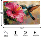 Cafemira Bird &Hibiscus flower Metal tin sign,home Art Decor poster,Wall Decoration Tinplate plaque,for living room,cafe,Bedroom,Garden,Yard,Patio,8x12 Inch,gift for friend family,easy to hang