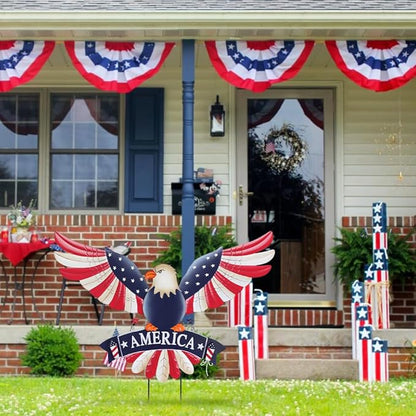 hogardeck 4th of July Decorations Outdoor, 28" Large Bald Eagle Patriotic Decorative Garden Stakes for Fourth of July Decorations, Memorial Day Metal American Eagle for Outside Yard Porch Lawn Decor