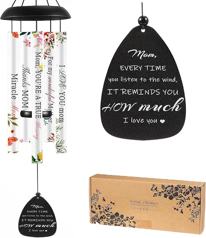 32 Inch Gifts for Mom Wind Chimes Unique Moms Birthday Gift from Daughter Son Large Floral Style Mother Wind Chimes for Mothers Day Thanksgiving Christmas Birthday