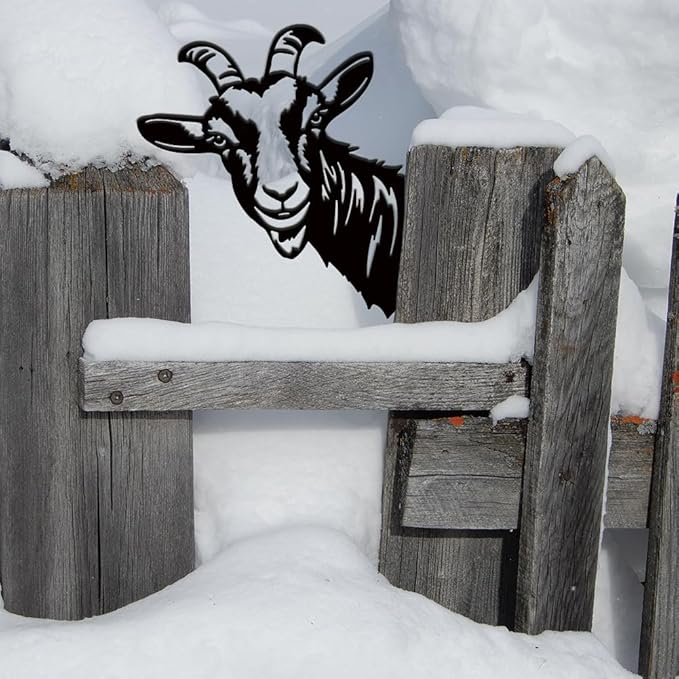 SUPERDANT Metal Goat Garden Decor for Outside Peeping Animals Yard Stakes for Decorations Outdoor Statues Iron Art Stake Decorative Silhouette Lawn Ornament Patio Porch Farmhouse Decoration Gifts
