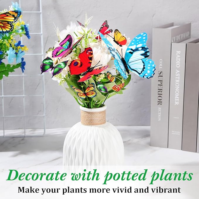 Aoriher 200 Butterfly Garden Stakes, 4 Sizes, Artificial Waterproof Butterflies Stakes for Flower Bouquet Yard Art Patio Plant Pot Flower Bed Home Decor