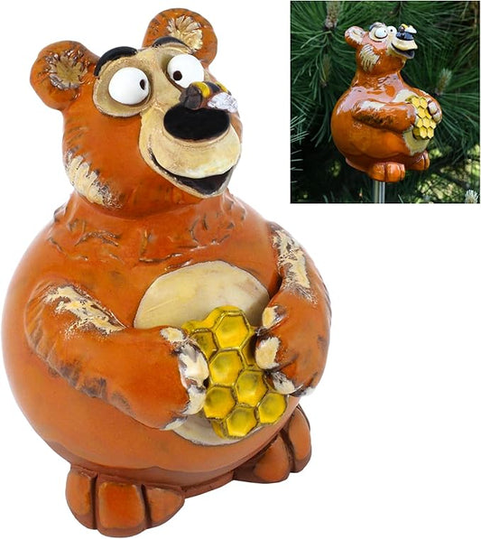 Ceramic Decoration for Garden and Yard | Outdoor Ornament with Stake | Bear | GKR70