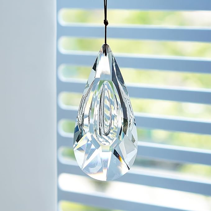 5" Hanging Crystal Prism Suncatcher Ornament Faceted Clear Crystal Drop Rainbow Maker Pendant for Window Garden Decor Ornament for Christmas Tree