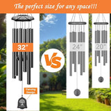 Wind Chimes for Outside - 6 Tubes 32" Wind Chimes for Loss of Loved One, Retirement & Outdoor Patio Yard Decoration, Retired Gift for Mom Women Grandma Neighbors Garden Décor Black
