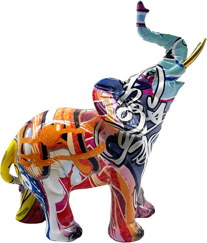 Colorful Elephant Statue Sculpture Frgurine Gift for Home Office Living Room Desktop Decoration Garden Figurines Outdoor Decor Frgurines (Small)