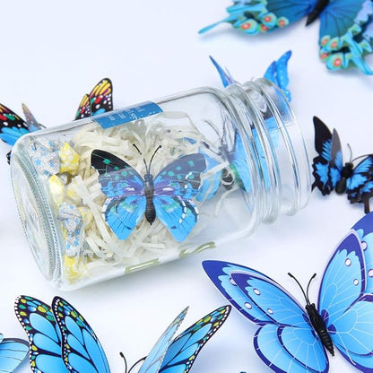 FENELY Butterfly Garden Decor Stakes,Double Wing Waterproof 3D Blue Butterflies Garden Ornaments Outdoor Decorations for Patio Lawn Yard PVC Gardening Art Christmas Whimsical Gifts