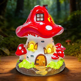Exasinine Mushroom House Statue Fairy Garden House Figurines Mushroom Garden Statue Decor for Indoor Outdoor Decoration Art Decorations Patio Yard Lawn Ornaments Gift