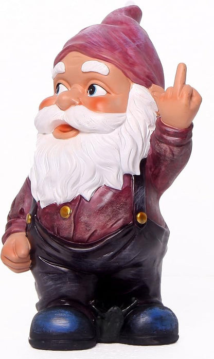 Funny Guy Mugs Middle Finger Indoor/Outdoor Gnome for Patio, Yard or Lawn - Funny Garden Gnome - Naughty Gnomes