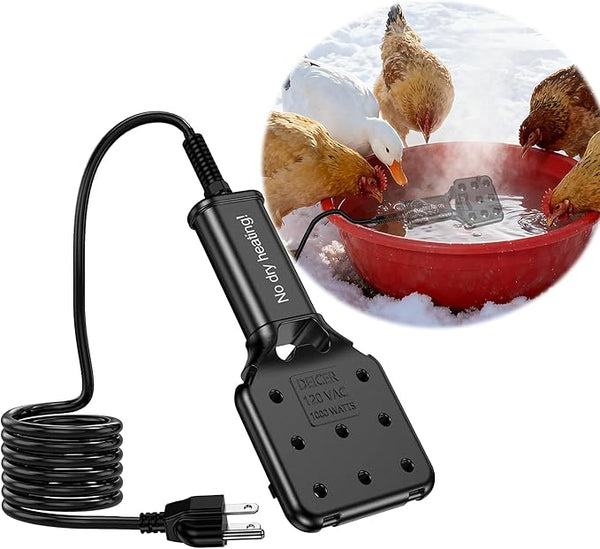120V 500W Pond De-Icer and Chicken Water Heater for Livestock Tank Heater, Featuring Power-Off Protection, Overheating Protection, GFCI Plug & 9.2FT UL Approved Cord