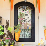 AVOIN colorlife He Is Risen Easter House Flag 28x40 Inch Double Sided Outside, Bunnies Flowers Cross Yard Outdoor Decoration