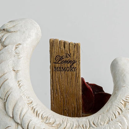 12" Angel Wings Embracing Cross and Rose Garden Statue Memorial Statue for Beloved one