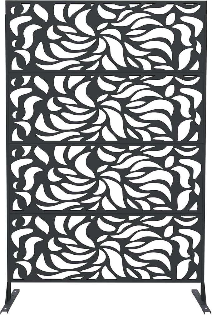 GarveeLife Decorative Metal Garden Fence Panels, Black Outdoor Scroll Design Border for Yard, Flower Bed, Patio & Pool, Rust-Proof & Easy Snap-Together Installation, Flower