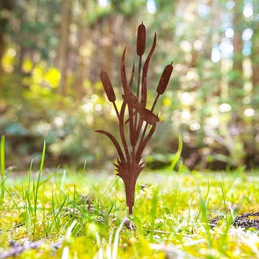 Decorative Garden Stakes, Welcome Yard Sign, Metal Arrangement Ornaments for Courtyard Lawn, Rusty Outdoor Decortions for Easter Housewarming (I)