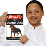 SmartSign Beware Of Guard Dog Warning Sign - 10"x7", 40 mil Laminated Rust-free Aluminum - Funny Metal Signs for Entrances, Outdoors, Patio, Gifts, Cafe - Guard Dog Theme, Made in USA