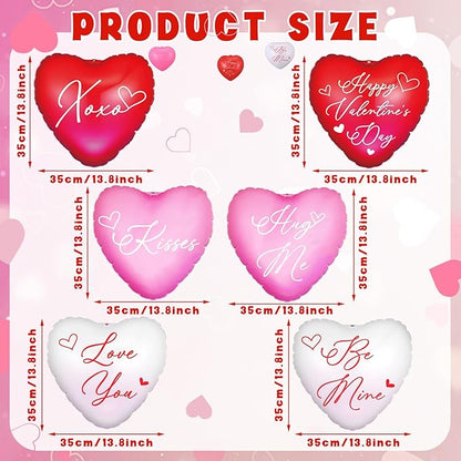 Jetec 12 Pcs 12'' Valentine's Day Inflatable Hearts Outdoor Decorations, Large Inflatable Heart Valentines Hanging Ornaments for Wedding Anniversary Holiday Party Yard Decor(Mixed Color,Letter)