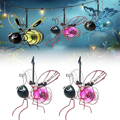 Solar Bees Lights Outdoor, Hanging Bee Solar Garden Light,2025 New Solars Bees Simulation Lights, Waterproof Bumble Bees Solars Light for Party Festivals Garden Decor Birthday Gifts (Pink 2pcs)
