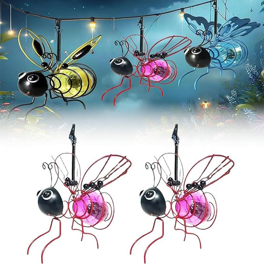 Solar Bees Lights Outdoor, Hanging Bee Solar Garden Light,2025 New Solars Bees Simulation Lights, Waterproof Bumble Bees Solars Light for Party Festivals Garden Decor Birthday Gifts (Pink 2pcs)