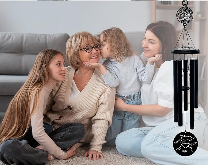 Personalised 37” Tree of Life Outdoor Wind Chimes Engraved With Child's Name, Mothers Day Gifts,Gifts for Mom from Daughter, Son - Birthday Gifts, Thank You Gifts for Mom