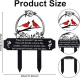 Cardinal Grave Decoration for Cemetery, Metal Tombstone Memorial Marker with Poem Weatherproof Outdoor Yard Garden Grave Stakes for Loss of Father Mother