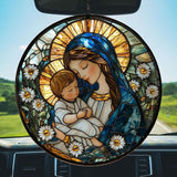 Virgin Mary Acrylic Suncatcher Stained Glass Effect Window Car Hanging Christmas Ornament Indoor Outdoor Decor Garden Memorial Sun Catcher for Family Christmas Jesus Gift for Women Mom Grandma
