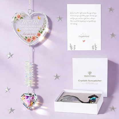 Crystal Suncatcher Gift for Mom, from Daughter or Son, Sentimental Window Hanging Ornament, Birthday Gifts for Women