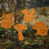 Metal Rusted Animal Garden Stake Art Statue Backyard Garden Yard Sidewalk Outdoor Backyard Decoration Weatherproof Landscape Statues
