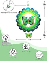 Butterfly Wind Spinners Outdoor Garden Decor for Outside - 12 Inch 3D Stainless Steel Metal Wind Spinners - Butterfly Gardening Gifts for Women, Yard Decorations Outdoor Hanging Decor