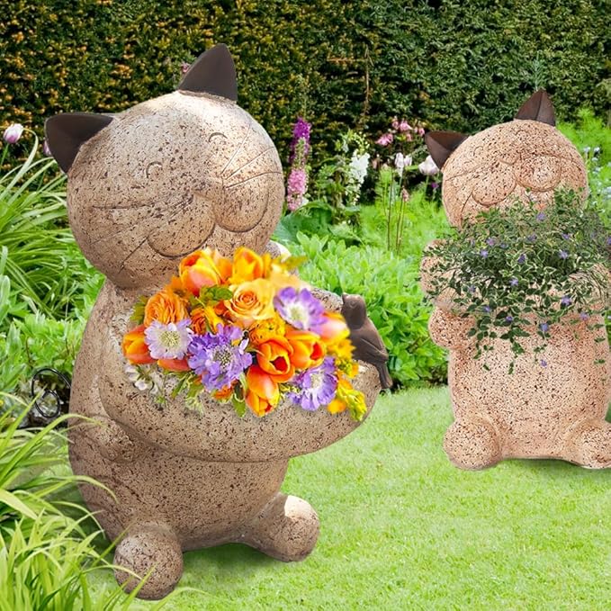 Cat Garden Statues Outdoor Decor,12’’ Height Cat Garden Sculptures,Christmas Decoration,Yard Lawn Ornaments,Gift for Thanksgiving